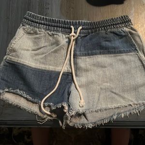 Denim Color-block soft shorts